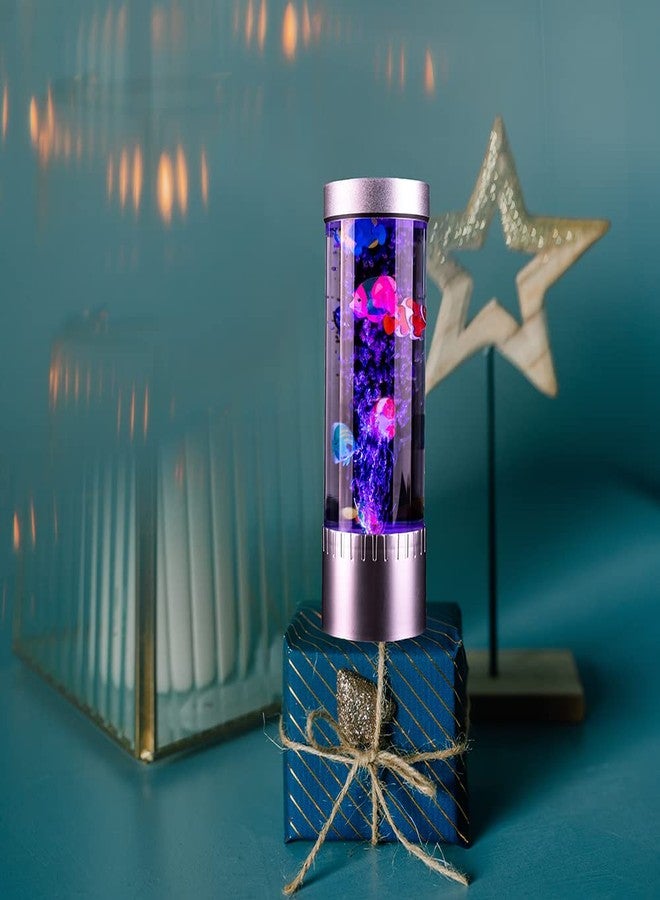 Handsbrain Bubble Fish Lamp with 6 Floating Fake Fish - LED Aquarium Night Light with Bubbles - Cylindrical Transparent Tank, Perfect for Kids’ Rooms, Offices, and Living Spaces - Image 4